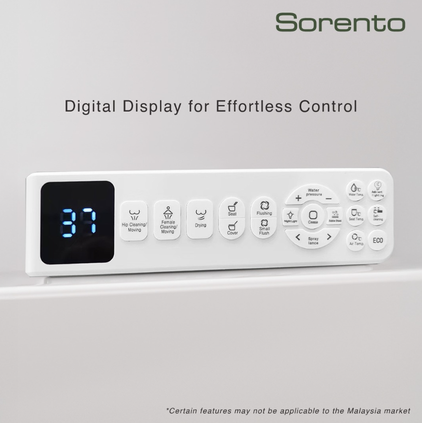 Sorento SRTWC189-G2 Smart Intelligent Water Closet Toilet with Wireless Remote Control | Siphonic Flush | S-Trap 300mm