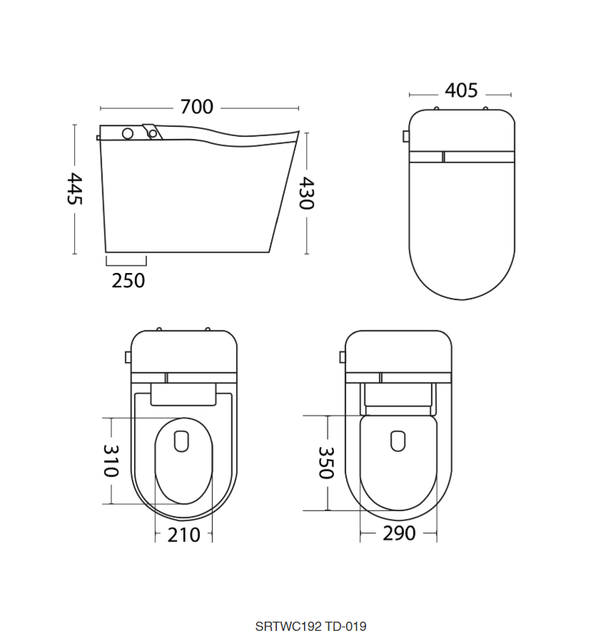Sorento SRTWC192 Tankless Electronic Pulse Water Closet | Siphonic Flush | S-Trap 250mm