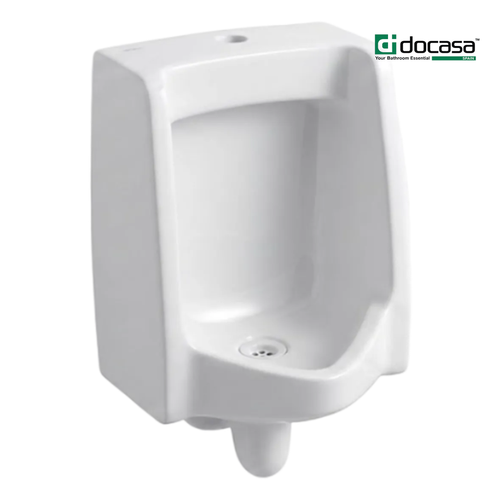 DOCASA WHU111 Wall Hung Urinal Bowl comes with Top Inlet pre-punch flush hole with Exposed Manual Urinal Flush Valve