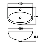 Sorento SRTWB245 410mm Wall Hung Ceramic Wash Basin with Overflow | White Bathroom Sink