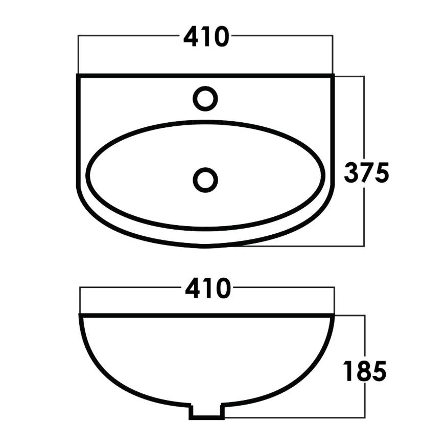 Sorento SRTWB245 410mm Wall Hung Ceramic Wash Basin with Overflow | White Bathroom Sink