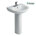 DOCASA BP510 850mm Pedestal Basin White single Pre-punched Tap Hole c/w Overflow