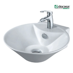 DOCASA K95 440mm Ceramic White Counter Top Basin | Modern Wash Sink for Bathroom & Bilik Air
