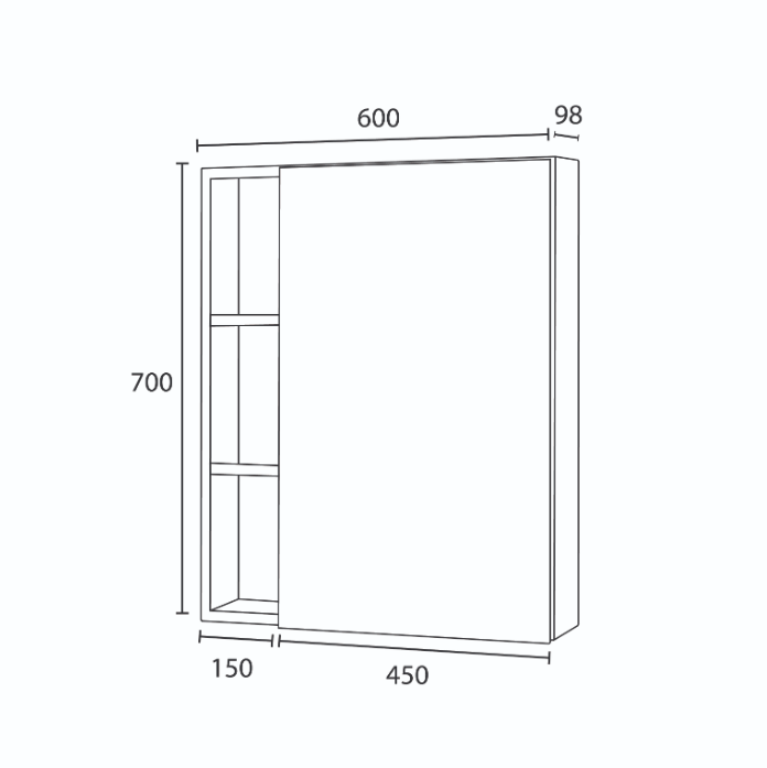 Sorento SRTMCB6071-BL 600mm Aluminium Mirror Cabinet | Black