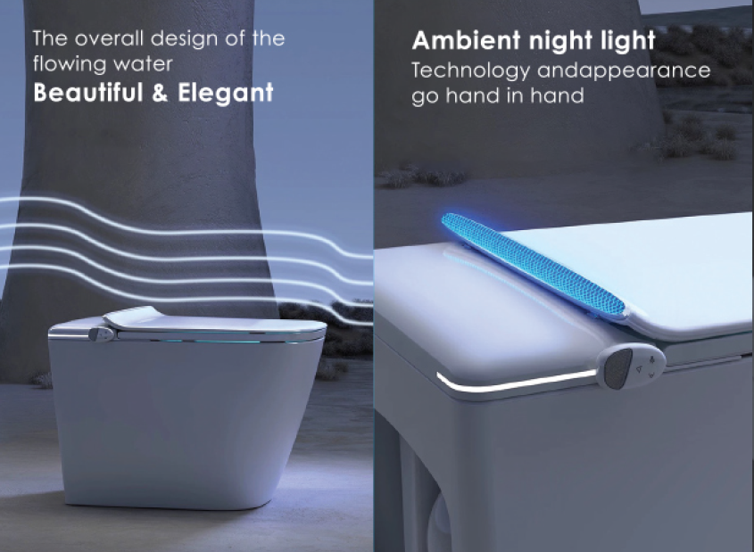 DOCASA A9000 Ceramic STRAP 250MM Smart Toilet Bowl Set Save Space Auto Sensor Dual Flush Tankless Water Closet Small WC