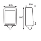 DOCASA WHU111/NZ Wall Hung Urinal Bowl comes with Cleasing Nozzle Top Inlet flush hole with Urinal Flush Valve Muslim