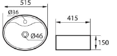 DOCASA 222B 515mm Ceramic White Counter Top Basin Sinki Tandas Bilik Mandi For Bathroom, Dining Area, And Outdoor Murah