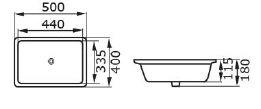 DOCASA 2004 500mm Ceramic White Under Counter Basin Sinki Tandas Bilik Mandi For Bathroom,Dining Area,Outdoor Murah