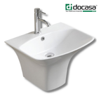 DOCASA 5200 545mm Wall Hung Basin White single Pre-punched Tap Hole c/w Overflow