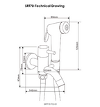 SORENTO SRT70-BL 2-Way Matt Black Bidet Spray c/w 1.2m PVC Flexible Hose