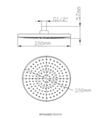 SORENTO SRTSH2625-BL 250mm Matte Black Round Fixed ABS Rain Shower Head