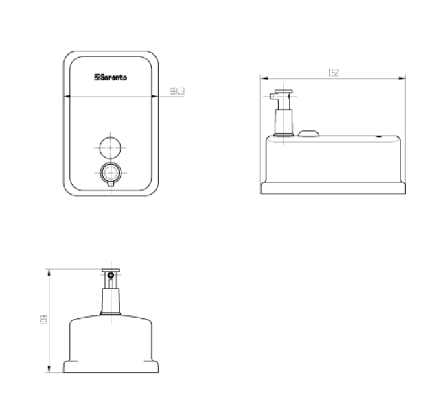 SORENTO SRT38871 Matte Black Stainless Steel Vertical Soap Dispenser