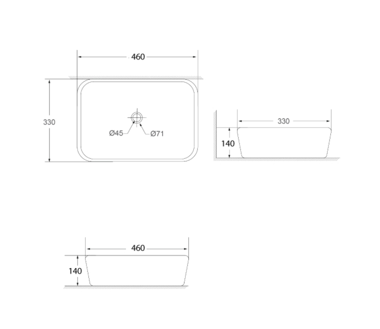 SORENTO SRTWB2805-BL 460mm Matte Black Counter Top Wash Basin come with single pre-punched tap hole