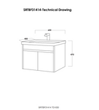 SORENTO SRTBF31414-MBL 460mm Black Wall Hung Cabinet 1 Soft Closing Drawers Set