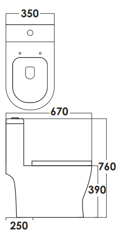 SORENTO SRTWC8383-RL-BL Matte Black One Piece WC Washdown With Rimless