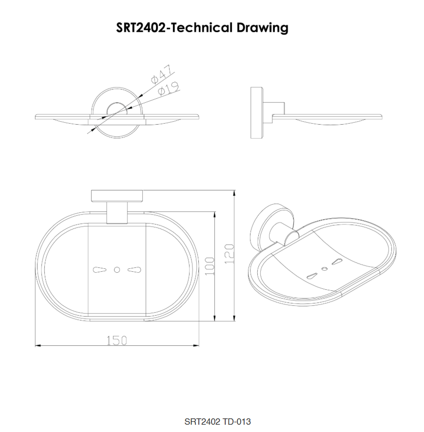 SORENTO SRT2402-GY Gold Stainless Steel Soap Holder