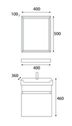 SORENTO SRTBF11404-GY 345mm Gold Wall Hung Cabinet 1 Soft Closing Drawers Set