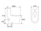 Sorento SRTWC7614-RL S-Trap 200/250mm, P-Trap 180mm One Piece Water Closet Washdown With Rimless Flushing Technology