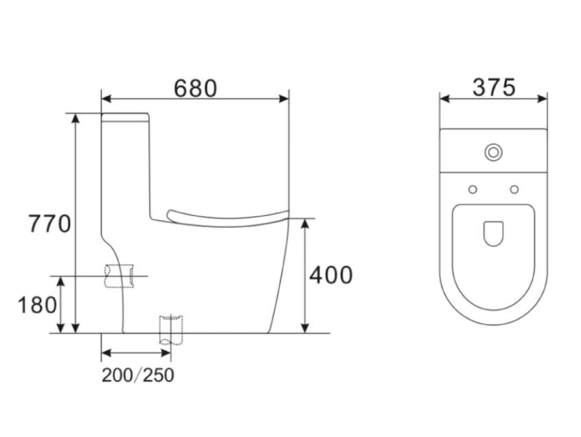 Sorento SRTWC7614-RL S-Trap 200/250mm, P-Trap 180mm One Piece Water Closet Washdown With Rimless Flushing Technology
