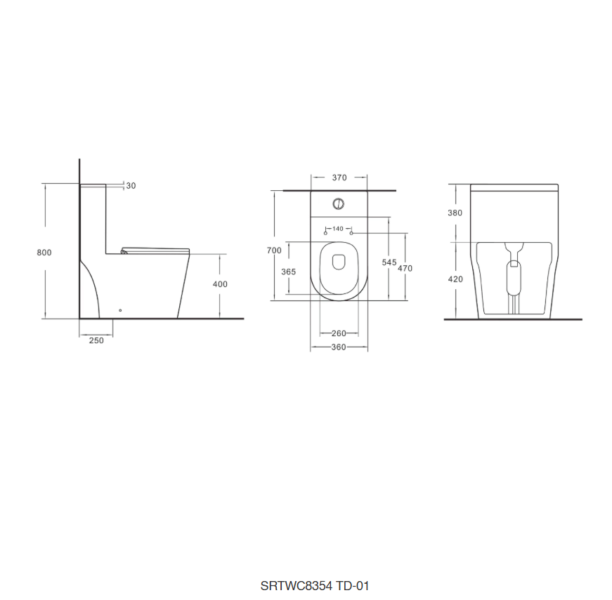 Sorento SRTWC8354-SH One Piece Water Closet Twister Flushing Technology S-Trap 150/200/250mm, P-Trap 180mm