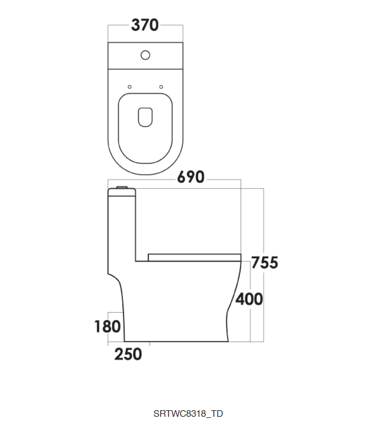 Sorento SRTWC8318-RL One Piece Water Closet Twister Flushing Technology S-Trap 150/200/250mm