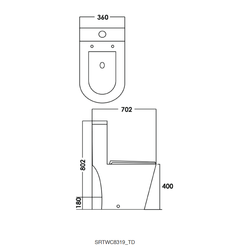 Sorento SRTWC8319-P-RL-UF One Piece Water Closet Washdown With Rimless Flushing Technology P-Trap 180 mm
