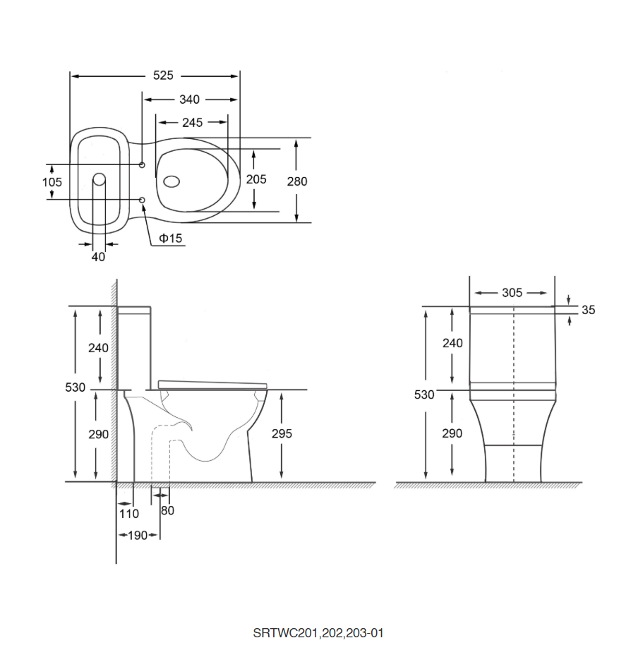 Sorento SRTWC201 Children One Piece Water Closet Washdown Flushing Technology S-Trap 200mm