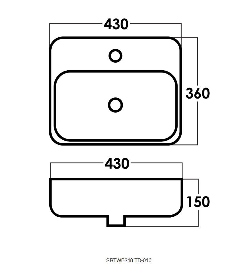 Sorento SRTWB248 430mm Wall Hung Ceramic Wash Basin with Overflow | White Bathroom Sink