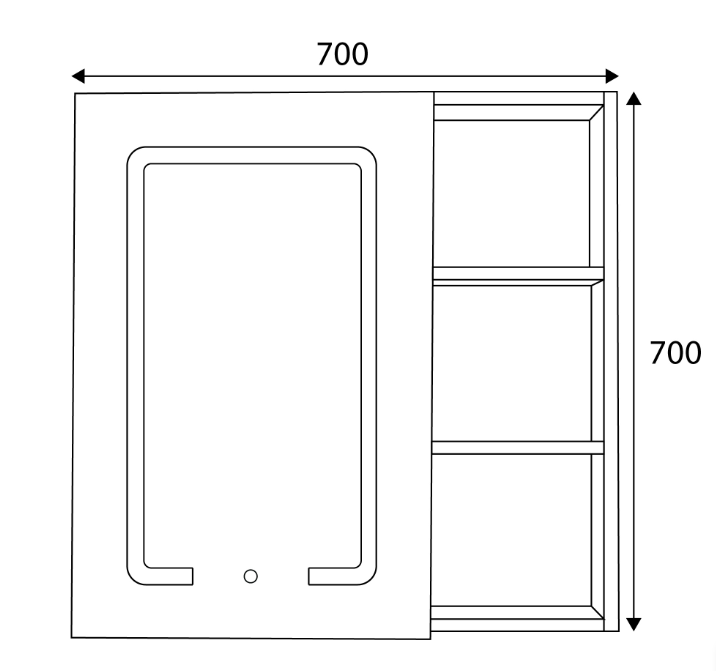 Sorento SRTLMCB901-BL 700mm LED Mirror Cabinet | Black | Dimmable Touch Sensor