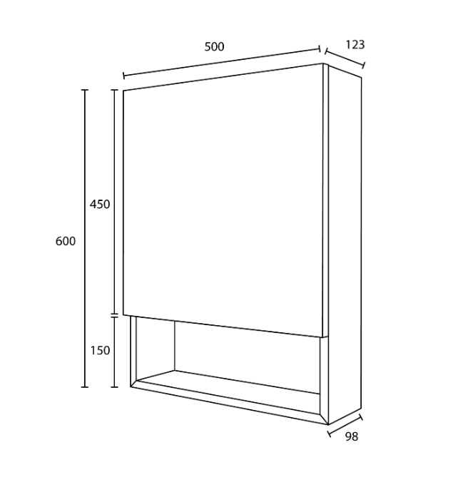 Sorento SRTMCB5061-BL 500mm Aluminium Mirror Cabinet | Black