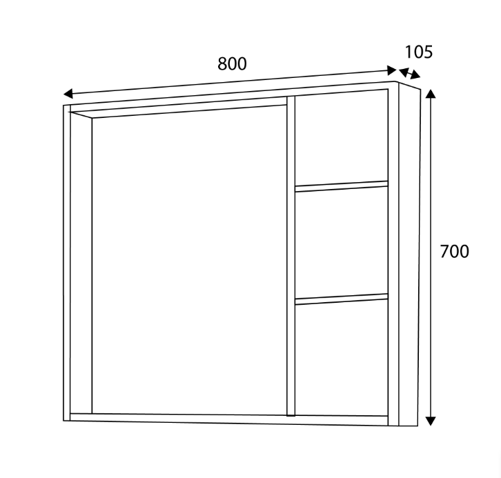Sorento SRTMCB8081-WH 800mm Aluminium Mirror Cabinet | White