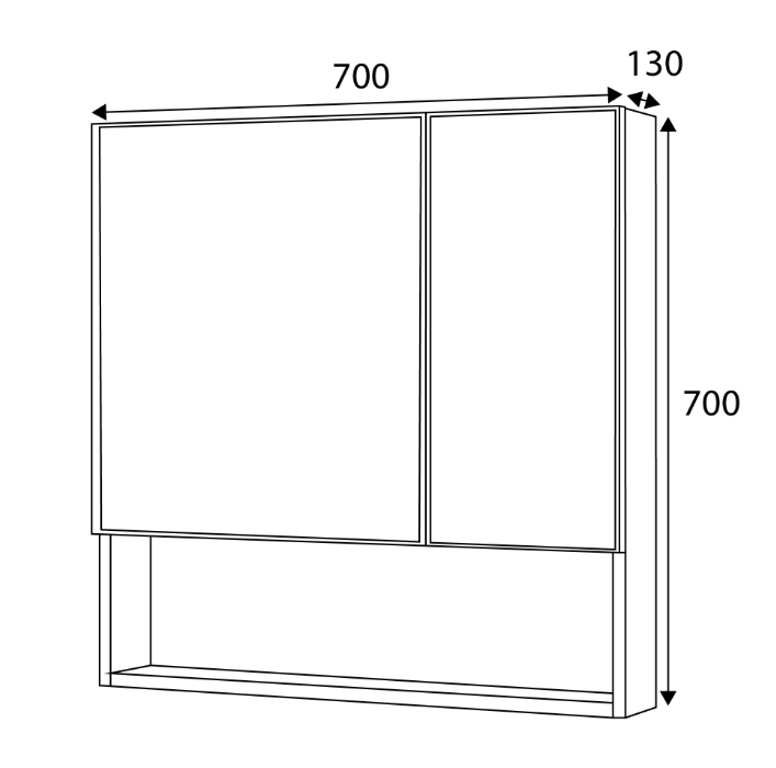 Sorento SRTMCB7070-BL 700mm Aluminium Mirror Cabinet | Black & Rose Gold