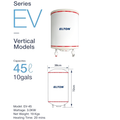 ELTON EV-45 Vertical Storage Water Heater 45 Litres 10 Gals 3.0KW White Stainless Steel Tank Hot Water System