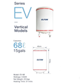 ELTON EV-68 Vertical Storage Water Heater 68 Litres 15 Gals 3.0KW White Stainless Steel Tank Hot Water System