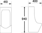 DOCASA URL559 Stall Urinal Bowl comes with Top Inlet pre-punch flush hole with Exposed Manual Urinal Flush Valve