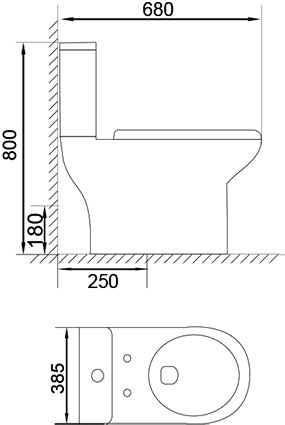 Docasa WD005 P-trap 180mm S-Trap 250mm Bathroom Closed Couple Rimless Washdown WC Water Closet 2Piece Jamban Duduk Murah