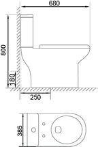 Docasa WD005 P-trap 180mm S-Trap 250mm Bathroom Closed Couple Rimless Washdown WC Water Closet 2Piece Jamban Duduk Murah