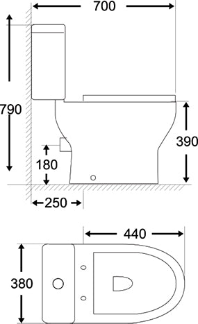 Docasa WD007 P-trap 180mm S-Trap 100mm till 300mm Bathroom Closed Coupled Rimless Washdown WC Water Closet Jamban Duduk