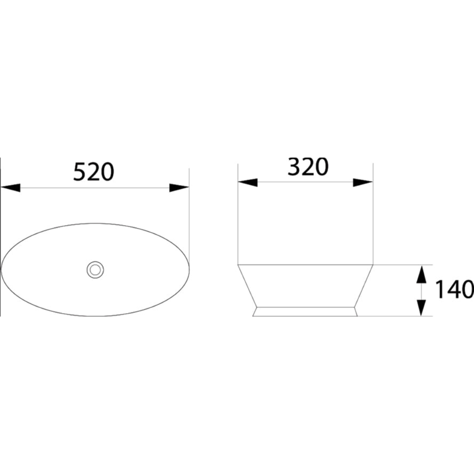 DOCASA K59A 520mm Ceramic White Counter Top Basin Sinki Tandas Bilik Mandi For Bathroom,Dining Area, And Outdoor Murah