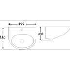 DOCASA B500 495mm Ceramic White Wall Hung Basin Sinki Tandas Bilik Mandi For Bathroom, Dining Area, And Outdoor