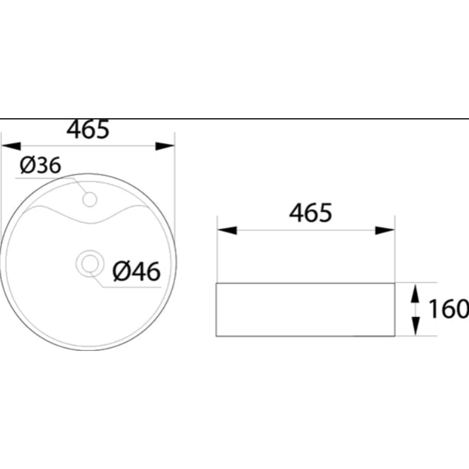 DOCASA 222 465mm Ceramic White Counter Top Basin Sinki Tandas Bilik Mandi For Bathroom, Dining Area, And Outdoor Murah