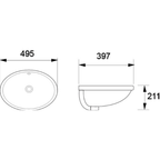 DOCASA 3020 495mm Ceramic White Under Counter Basin Sinki Tandas Bilik Mandi For Bathroom,Dining Area,Outdoor Murah