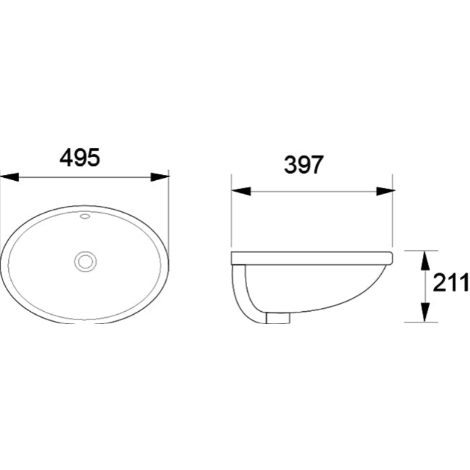 DOCASA 3020 495mm Ceramic White Under Counter Basin Sinki Tandas Bilik Mandi For Bathroom,Dining Area,Outdoor Murah