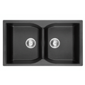 GLORY GL8650-B 860mm Granite Stone Kitchen Sink Top-Mount Double Bowl Matt Sinki Dapur