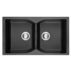 GLORY GL8650-B 860mm Granite Stone Kitchen Sink Top-Mount Double Bowl Matt Sinki Dapur