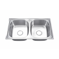 GLORY GL7843 780mm Stainless Steel Kitchen Sink Top-Mount Double Bowl Matt Sinki Dapur