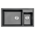 GLORY GL86502-B 860mm Granite Stone Kitchen Sink Top-Mount Double Bowl Matt Sinki Dapur