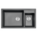 GLORY GL86502-B 860mm Granite Stone Kitchen Sink Top-Mount Double Bowl Matt Sinki Dapur
