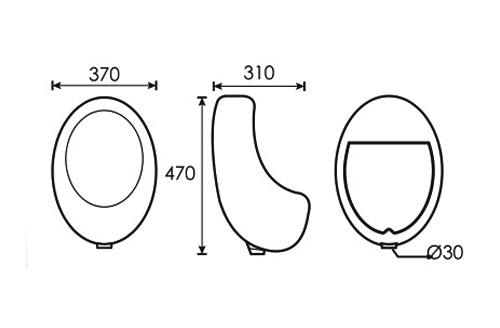 DOCASA WHU108 Wall Hung Urinal Bowl comes with Top Inlet pre-punch flush hole with Exposed Manual Urinal Flush Valve