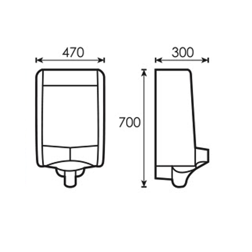 DOCASA WHU107 Wall Hung Urinal Bowl comes with Top Inlet pre-punch flush hole with Exposed Manual Urinal Flush Valve